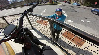 Riding my electric dirt bike at a skate park