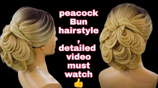 peacock bun hairstyle 2021/ latest peacock bun hairstyle / latest wedding hairstyle /bun hairstyle