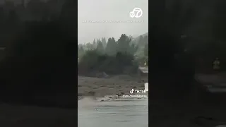 Mudflow shoots in the air as Tropical Storm Hilary floods SoCal