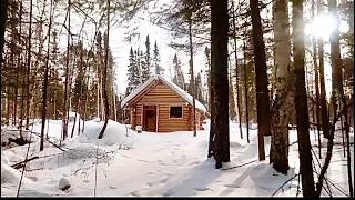 Wilderness Log Cabin: Below Zero Temps. Snow. Native American Pictographs.