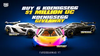 Buying 6 KOENIGSEGG for $1 Million UC | 2 KOENIGSEGG Giveaway | 🔥 PUBG MOBILE🔥