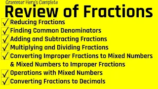 A Complete Review of Fractions:  Add, Subtract, Multiply, and Divide Fractions and Mixed Numbers