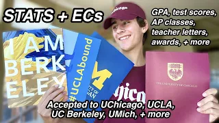 HOW I GOT INTO UCHICAGO, UCLA, UC BERKELEY, UMICH, + more | Stats + ECs: GPA, Test Scores, etc.