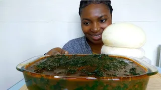 Asmr mukbang spinach soup with poundo yam fufu