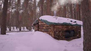 Dugout building, Autumn-Winter, warm shelter in the woods, start to finish