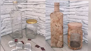 DIY Декор бутылки чайными пакетиками. Красота из мусора.