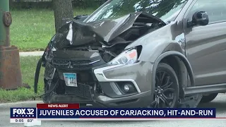 Two juveniles in custody after carjacked car crash in Chicago