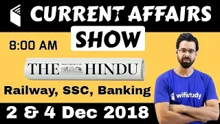 8:00 AM - Daily Current Affairs 2 & 4 Dec 2018 | UPSC, SSC, RBI, SBI, IBPS, Railway, KVS, Police