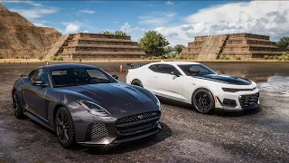 Forza Horizon 5 Drag race: Jaguar F-Type SVR vs Chevrolet Camaro ZL1 1LE