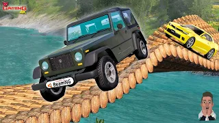 Car vs Zigzag and Simple Bridge #2 | Beamng with Gaming 4K