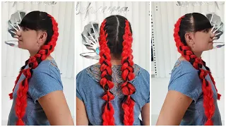 Как плести цветные косы с канекалоном. Мастер-класс.Kanekalon Braids 💙