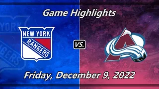 NHL Highlights | New York Rangers vs Colorado Avalanche | 12-9-22