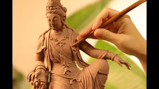 The ancient sculpture art is resurrected! A hand-carved 17th-century seated statue of Guanyin