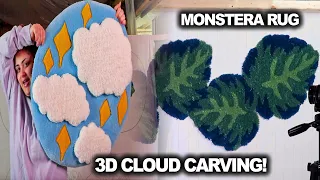 Carving The 3D Cloud Rug!! & Tufting The Monstera Leaves ✨