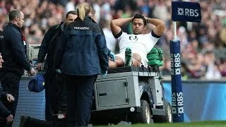 Billy Vunipola forced to leave the field - England v Ireland 22nd February 2014