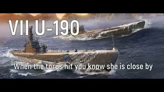 World of Warships - U-190 Replay,  when the torps hit you know she is close by