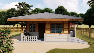 House Design: (6mx7.5m) 2 bedrooms half concrete, half amakan, bahay kubo design