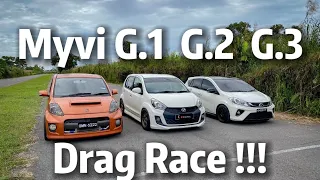 Perodua MYVI 3 generasi drag race !!! mana yang akan menang?(Episode.36)