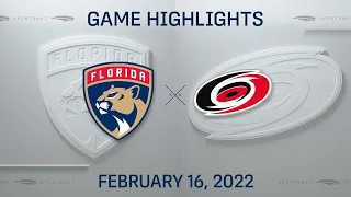 NHL Highlights | Panthers vs. Hurricanes - Feb. 16, 2022