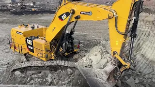 Caterpillar 6015B Excavator Loading Caterpillar Dumpers - Sotiriadis Mining Works