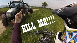 Angry Man Attack Dirt Biker with Tractor! Stupid People 2023