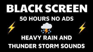 Heavy rain and thunderstorms with black screen│Create a feeling of comfort, Sleep well,Relief stress