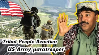 Tribal People React To US Army Paratroopers Jump From C-17