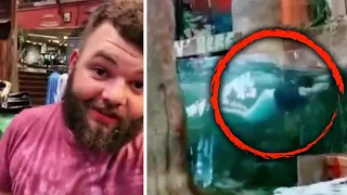 Man Jumps in Bass Pro Shop Fish Tank for TikTok Followers