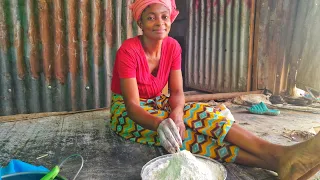 Cooking  African  village food of Democratic  Republic  of  the Congo  origin//African village life