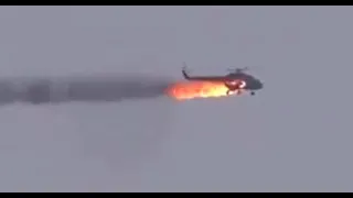 Ukrainian helicopter (MI-24) getting shot down over Ukraine.