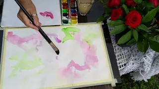 Пионы акварелью Мастер Класс за 1мин | Peonies watercolor lesson in 1min