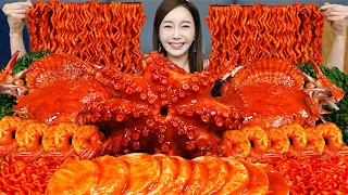 ENG SUB) Seafood FLEX 🐙 Spicy Octopus Korean Buldak Jjambbong Noodles Recipe Mukbang ASMR Ssoyoung