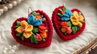 Great idea with leftover yarn! How get crochet earrings #crochet #knitted #design #earring #handmade