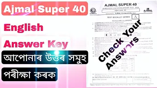 Answer Key Of Ajmal Super 40 Admission Test 2023-24 || English || Class XI