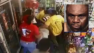 Customers attack murder suspect during convenience store robbery