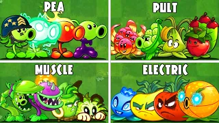 PvZ2 - 5 Plant Teams PEA x PULT x SPEAR x MUSCLE x ELECTRIC - Which Team is Best ?