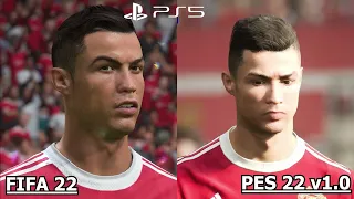 Efootball 2022 v1.0.0 VS FIFA 22 C Ronaldo and L Messi Face Check Comparison