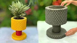 Beautiful and easy  - How to make simple potted plants from cement and green nets