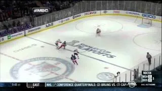 Anderson breaks up breakaway. Ottawa Senators vs New York Rangers 4/12/12 NHL Hockey