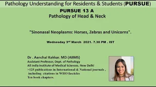 Pursue 13 A (Uploaded): Pathology of Head & Neck  : Sinonasal Neoplasms: Horses, Zebras and Unicorns