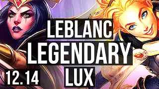 LEBLANC vs LUX (MID) | 10/0/4, Legendary, 1.0M mastery, 300+ games | KR Diamond | 12.14