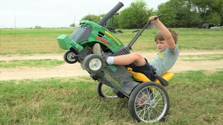 Our new kids tractor is TOO FAST | Using tools to fix broken tractor | Tractors for kids