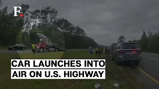 Car Goes Flying in Air and Crashes on Highway in Georgia, US