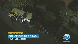 Chase of driver who allegedly shot at police ends in crash in South LA