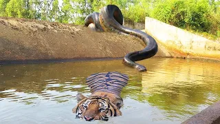 Big Cat Powerful Become Prey Of The Giant Anaconda - Tiger, Python, Crocodile, Wildebeest
