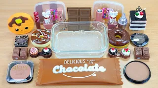 CHOCOLATE SLIME Mixing makeup and glitter into Clear Slime Satisfying Slime Videos