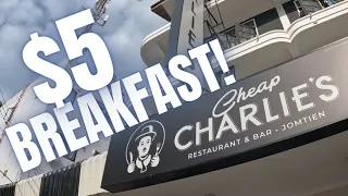 $5 breakfast at CHEAP CHARLIE'S (Soi 5 Jomtien Beach Thailand) + Baht Bus ride for only 30 cents!