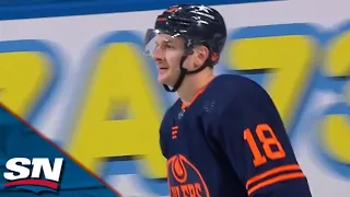 Oilers' Zach Hyman Caps Off Slick Passing Play To Put Game Away vs. Kraken