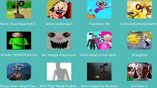 Siren Head Haunted,Scary Ice Scream,Prankster 3D,Cartoon Cat Siren Head,Scary TERROR BALDI,Mr.Hopps