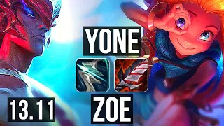 YONE vs ZOE (MID) | 1/1/7, 300+ games | KR Master | 13.11